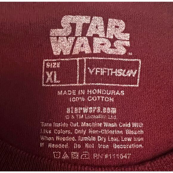 Star Wars Darth Vader Graphic T-Shirt XL Maroon Sithlord Darkside Tee Fifth Sun - Picture 3 of 8